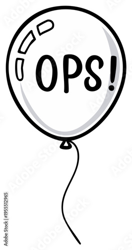 Simple illustration of a cartoon balloon with the word OPS written in bold letters.
