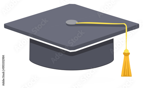 Modern academic mortarboard cap with golden yellow tassel for university and college graduation success