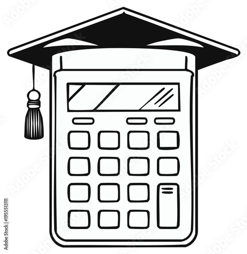Calculator with Graduation Cap Icon Higher Education Finance Planning