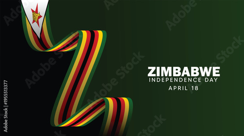 Zimbabwe Independence Day celebration banner with flag wave modern patriotic background vector poster