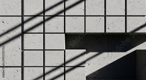 Brutalist Concrete Texture Background with Geometric Grid and Bold Asymmetry
