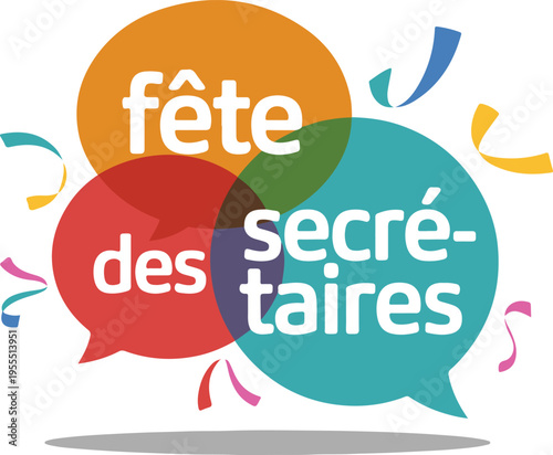 Fete des secretaires french holiday banner with colorful speech bub