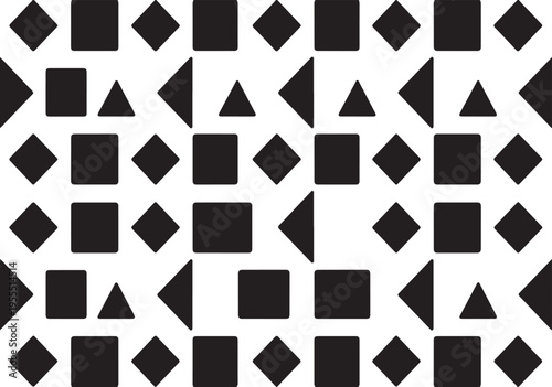 Abstract geometric pattern with squares, triangles, and diamonds shapes