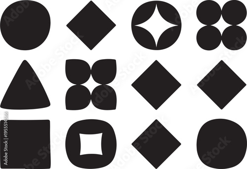 Collection of various geometric shapes, diverse abstract forms