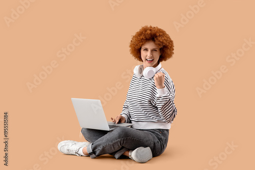 Young female programmer wit...