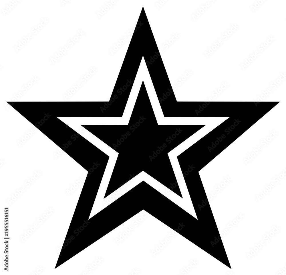 Fototapeta premium Bold Double Outline Star Graphic Icon Symbol Design Element