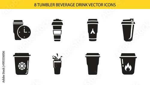 Professional tumbler beverage drink vector bundle displaying favorite hot coffee cups for modern restaurant and cafe menus