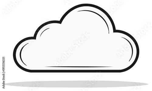 Cloud cartoon illustration black and white outline and shadow