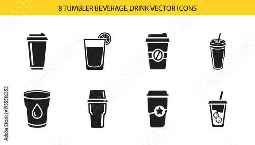 Modern tumbler beverage drink pack featuring eco friendly and energy coffee cups for trendy cafe shop branding