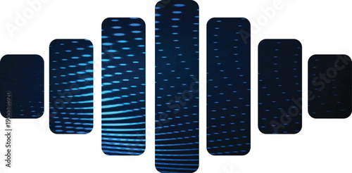 Collection of Dark Blue Remote Controls Arranged in a Row.