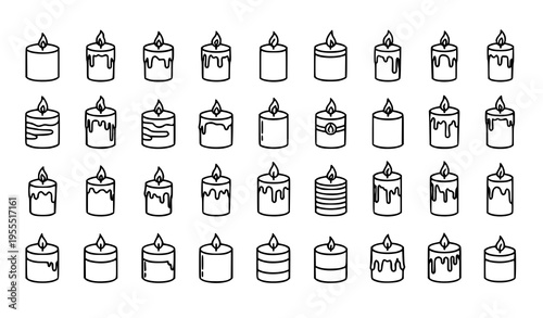 Cake Slice and Dessert Icon Set with Various Pastry Styles, Sweet Bakery Treats, and Minimal Line Food Illustrations for Menu and Design