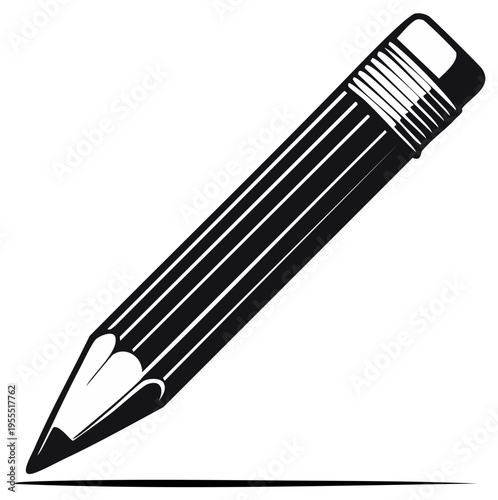 Illustration of a Pencil with eraser and sharpened tip, ready for writing and drawing