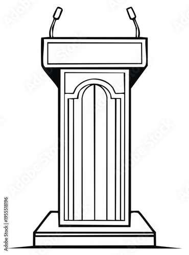 Public speaking podium with microphones for presentation or debate