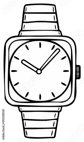 Wristwatch isolated vector illustration for clock timekeeping hand drawn doodle design