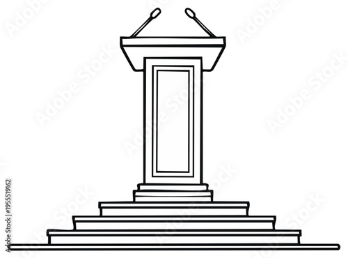 Empty podium vector illustration outline speech platform for public speaking