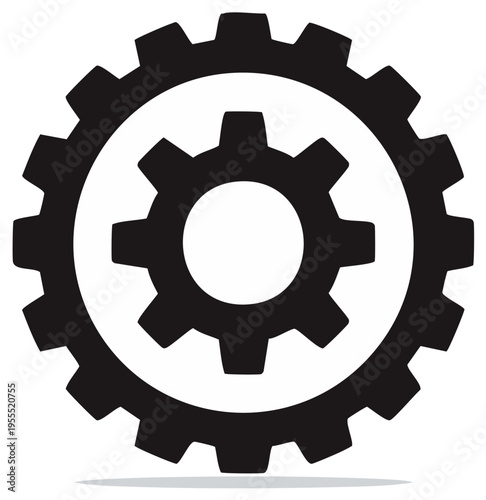 Interlocking gears symbolize connection and mechanical function in a simple vector graphic
