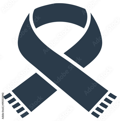 Dark Blue Scarf in Awareness Ribbon Shape Symbolic Gesture of Solidarity and Compassionate Support