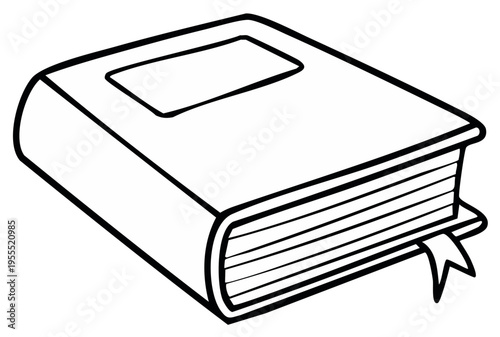 Classic Hardcover Book with Bookmark Line Art Illustration