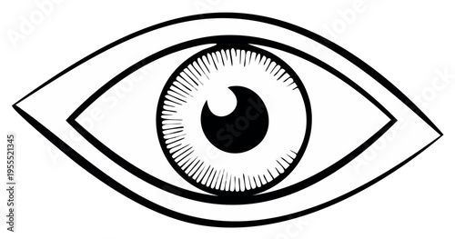 Monochrome Artistic Eye Illustration Vision Sight Detailed Anatomy Ophtalmology Iris Pupil Lashes Black and White Drawing