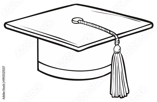 Plain outline drawing of a traditional academic graduation cap with a tassel, symbolizing educational success.