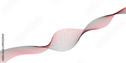 Vector abstract red background with dynamic red waves, lines and particles.