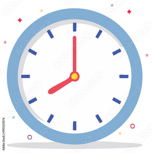 Cartoon style clock showing time concept and design