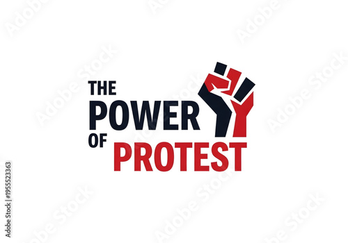 Raised fist power of protest icon red and black png on transparent background