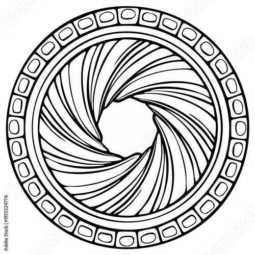 Abstract Circular Iris Illustration Design Aperture Camera Lens Shutter Art Black and White