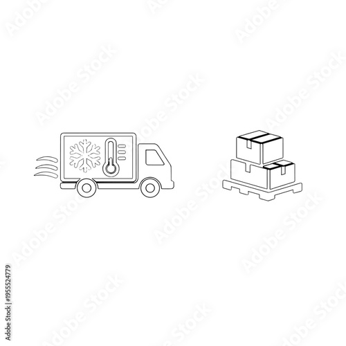 Refrigerated Truck and Cargo Boxes – Cold Chain Logistics Vector Illustration
