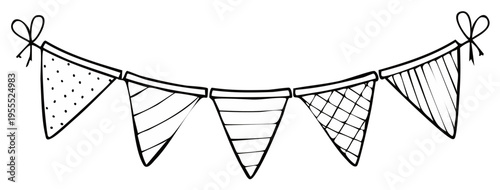 Hand Drawn Decorative Bunting Banner with Patterns
