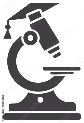 Scientific Education and Academic Achievement Symbol with Microscope and Mortarboard