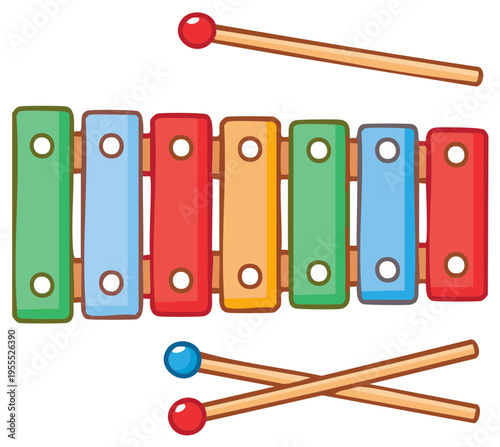 Cartoon Xylophone with Mallets Colorful Music Instrument for Children Musical Education