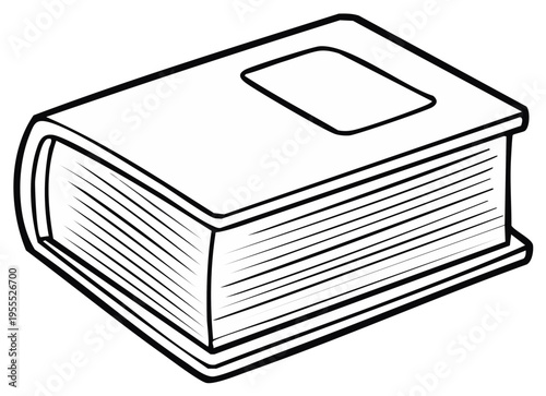 Cartoon drawing of a thick hardcover book illustration representing knowledge education and learning