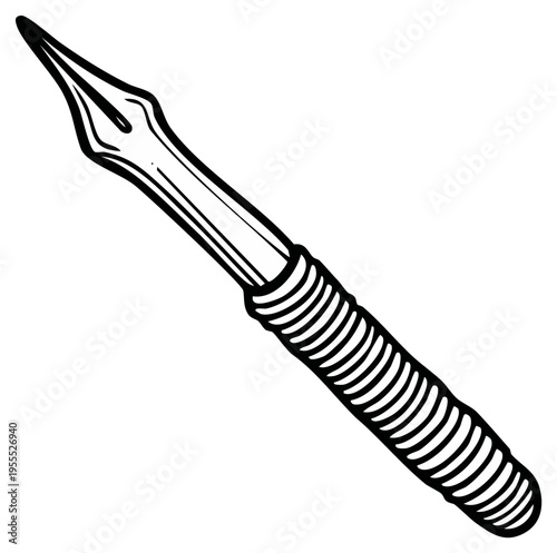 Elegant vintage calligraphy pen with textured grip for writing and artistic expression