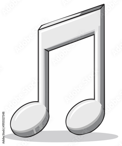 A Single Music Note Illustration: Musical Symbol with Artistic Shading on a White Background