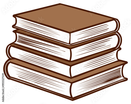 Stacked Brown Books in Simple Cartoon Style for Reading and Education