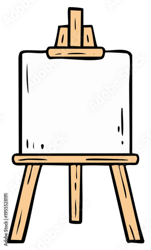 Cartoon style empty easel for artwork display in studio or classroom presentation