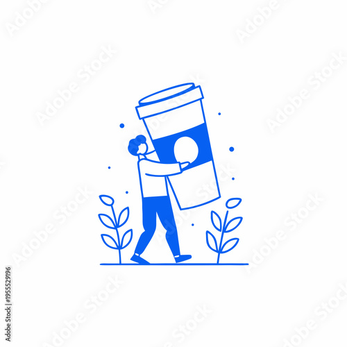 A person struggles to carry an oversized to go coffee cup