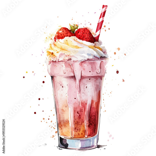Hot Shakes, watercolor clipart showing delicate textures and whimsical forms, isolated on a white background.