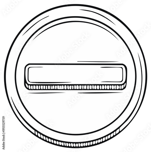 Hand Drawn Illustration of Subtract Sign or Minus Symbol in a Circle for Education and Business