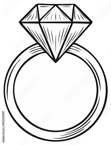Elegant Diamond Ring Illustration for Proposals, Engagements, and Celebrations