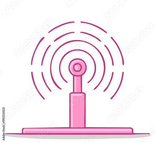 Wireless communication antenna broadcasting a radio signal vector illustration