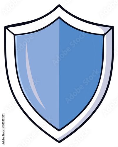 Free Download Classic blue shield symbol with white border and black outline, representing security and protection - GFXLoad
