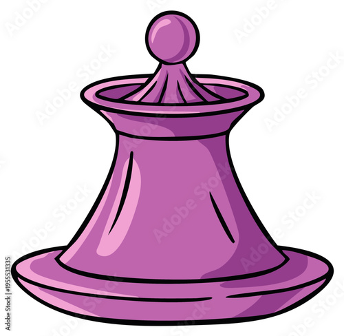Stylized purple cartoon chess pawn piece with a rounded top and flared base