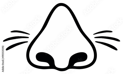 Minimalist Line Art of a Nose with Whiskers