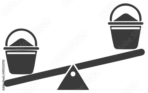 Seesaw Balance Illustration with Buckets and Sand