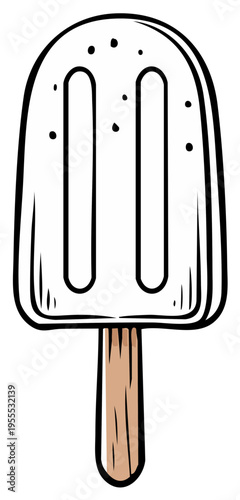 Hand-drawn vector illustration of a classic double stick ice pop or popsicle