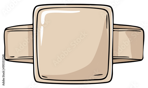 Modern Stone Ring with a Square Setting in Beige Color, Jewelry Fashion Design