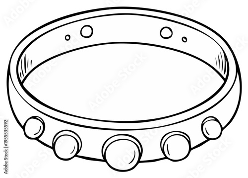 Contour drawing of a bracelet with round gemstones for jewelry design projects.