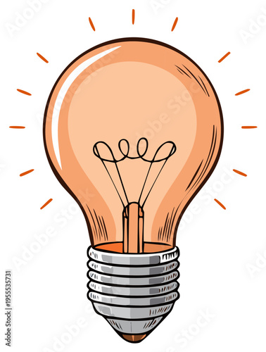Stylized orange glowing lightbulb illustration symbolizing a new idea and creativity
